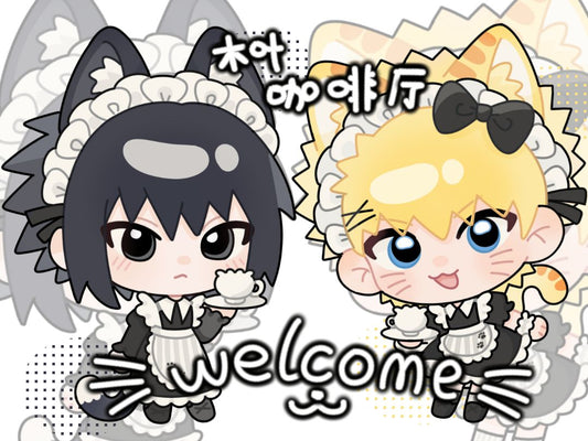 火影忍者：ナルト (NARUTO)  漩涡鸣人：うずまきナルト (Uzumaki Naruto)   宇智波佐助：うちはサスケ (Uchiha Sasuke)  メイド服（meido-fuku）Q版（キューバン）